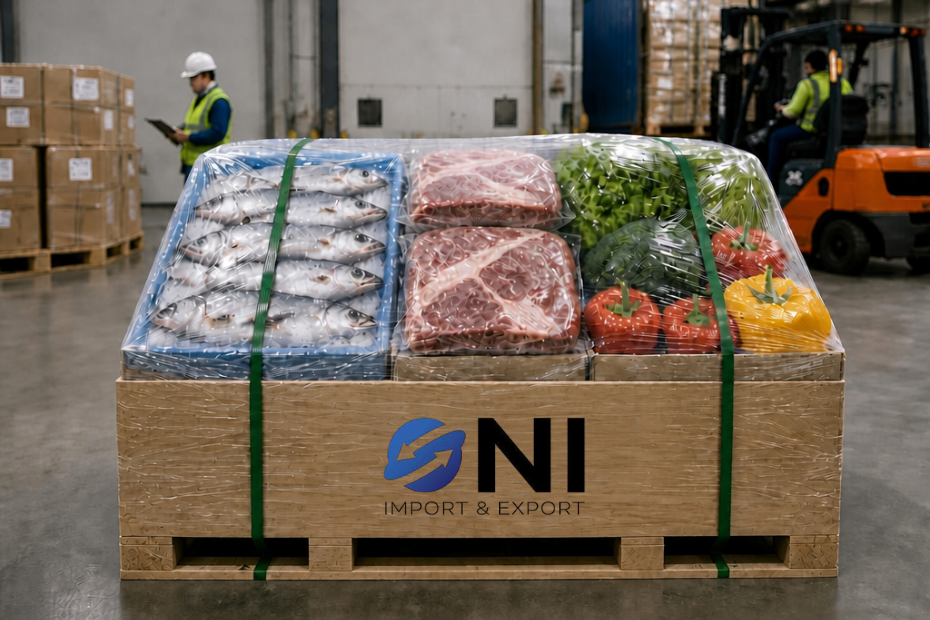Poisson, viande, fruits et légumes dans le commerce international